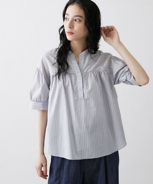 Dessin / デッサン シャツ・ブラウス | ストライプスキッパーシャツ（マスタード(333)）