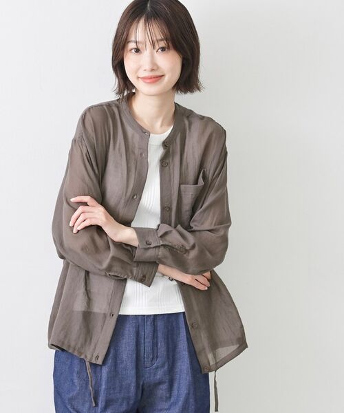 Dessin / デッサン シャツ・ブラウス | シャンブレーシアードロストリングシャツ（ブラウン(045)）