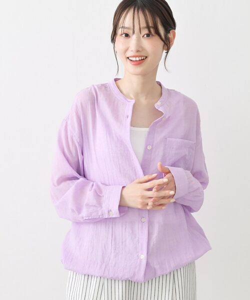 Dessin / デッサン シャツ・ブラウス | シャンブレーシアードロストリングシャツ（ラベンダー(080)）