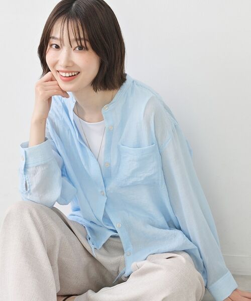 Dessin / デッサン シャツ・ブラウス | シャンブレーシアードロストリングシャツ（サックスブルー(090)）