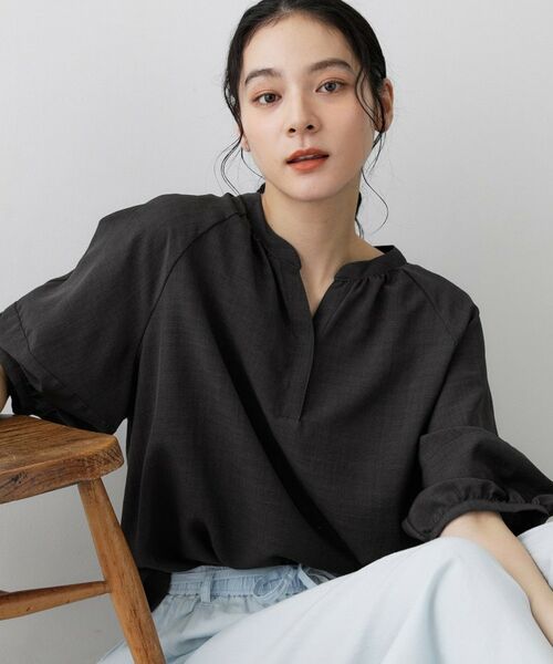 Dessin / デッサン シャツ・ブラウス | スキッパーライトブラウス（チャコールグレー(014)）