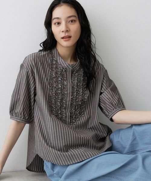 Dessin / デッサン シャツ・ブラウス | フロントフリルブラウス（ブラウン(344)）