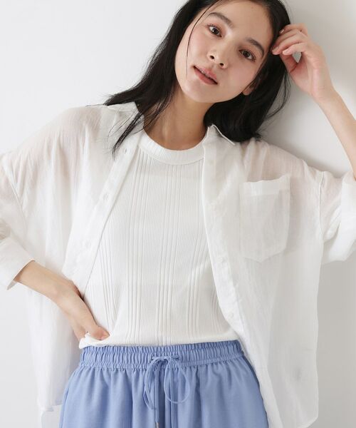 Dessin / デッサン シャツ・ブラウス | シアーカラーシャツ（ホワイト(002)）