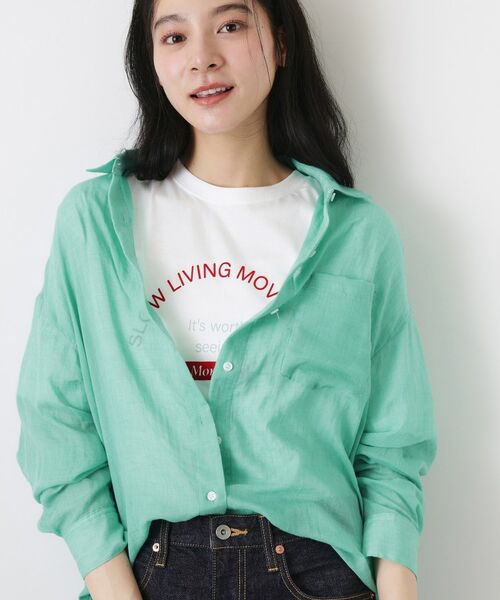 Dessin / デッサン シャツ・ブラウス | シアーカラーシャツ（ミントグリーン(021)）