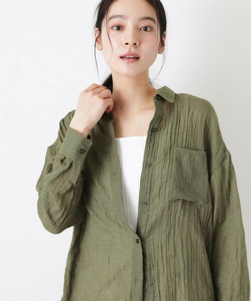 Dessin / デッサン シャツ・ブラウス | シアーカラーシャツ（カーキ(027)）