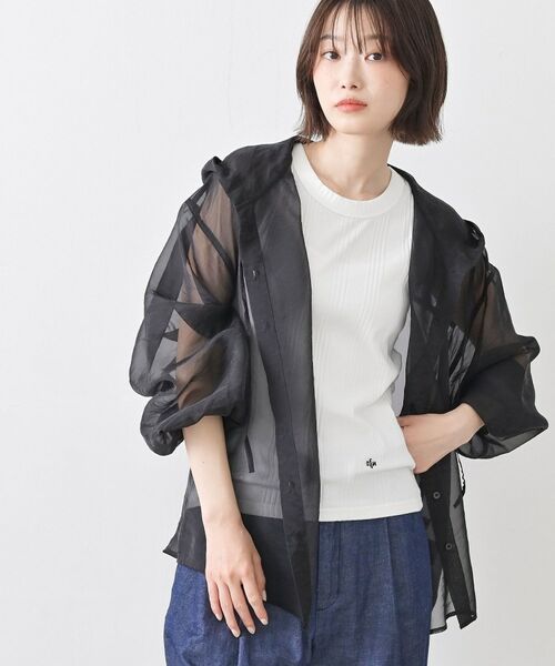 Dessin / デッサン シャツ・ブラウス | シアーアオーガンフードシャツ | 詳細1