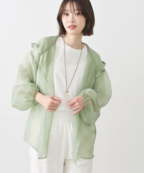 Dessin / デッサン シャツ・ブラウス | シアーアオーガンフードシャツ | 詳細6