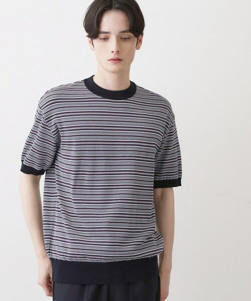 Dessin / デッサン Tシャツ | 日本製 ニットTシャツ（ブルー(393)）