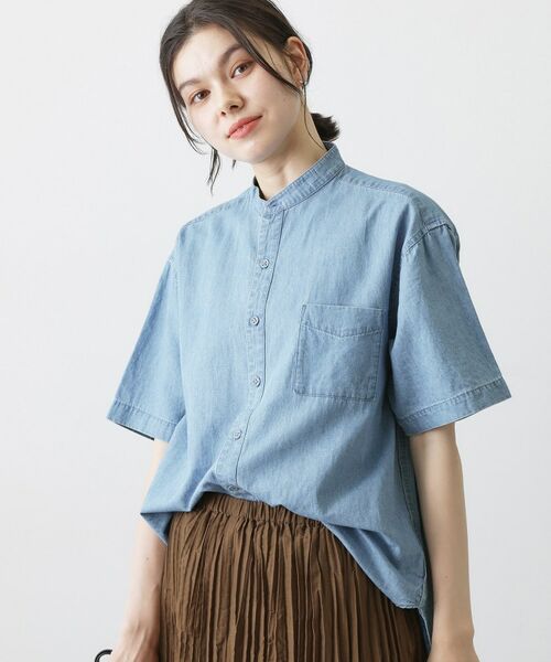Dessin / デッサン シャツ・ブラウス | 綿麻デニムシャツ（サックスブルー(090)）