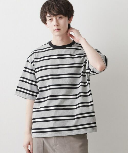 Dessin / デッサン Tシャツ | ボーダークルーカットソー（グレー(012)）