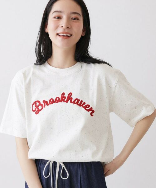 Dessin / デッサン Tシャツ | 【ユニセックス/洗える】ネップロゴ刺繍Tシャツ | 詳細1