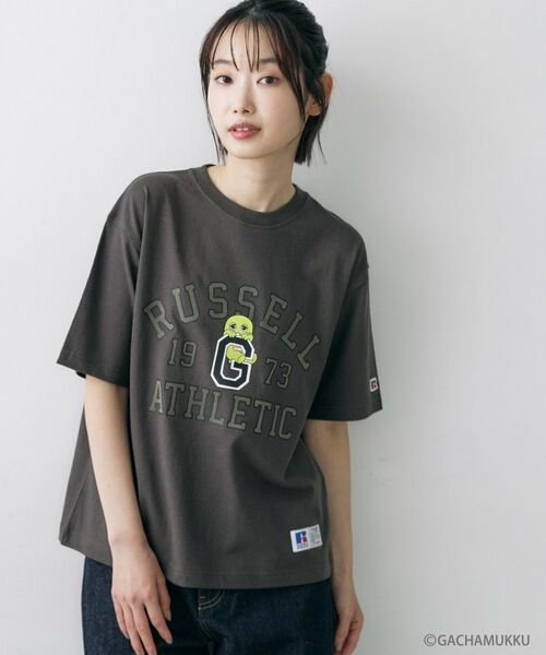 Dessin / デッサン Tシャツ | ガチャピン・ムック コラボTシャツ（チャコールグレー(014)）