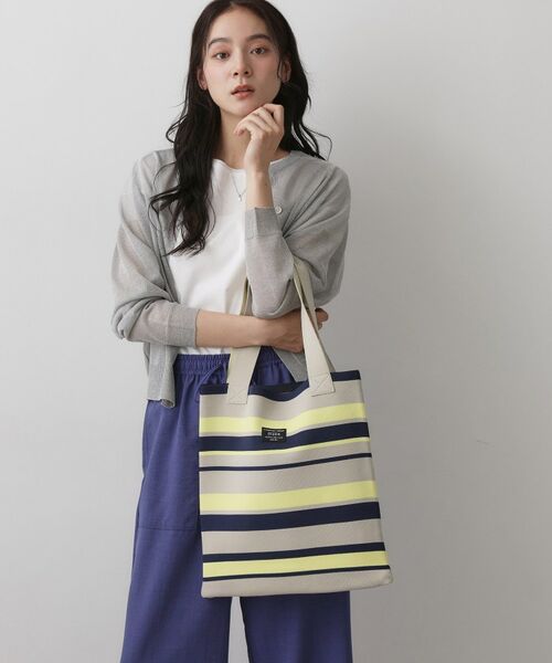 Dessin / デッサン トートバッグ | 【マシンウォッシャブル・A4収納可】ランダムボーダーニットBAG（ライトベージュ(351)）