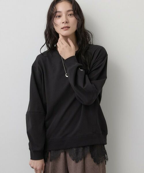 Dessin / デッサン カットソー | フォルムスリーブミニ裏毛プルオーバー(ブラック(019))