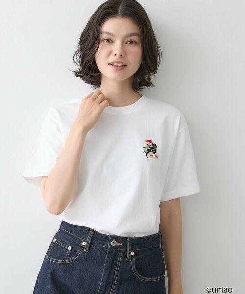 Dessin / デッサン Tシャツ | UMAO×Dessinコラボ 刺繍Tシャツ（ホワイト(001)）