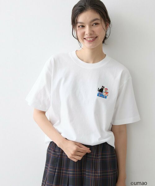 Dessin / デッサン Tシャツ | UMAO×Dessinコラボ 刺繍Tシャツ（ホワイト(002)）