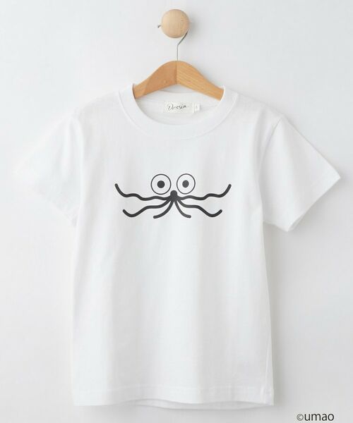 Dessin / デッサン Tシャツ | UMAO×Dessinコラボ プリントフェイスTシャツ（ホワイト(002)）