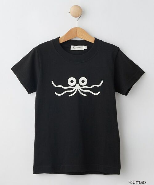 Dessin / デッサン Tシャツ | UMAO×Dessinコラボ プリントフェイスTシャツ（ブラック(019)）