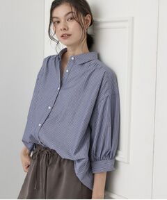 Dessin / デッサン シャツ・ブラウス | 【UVカット】ギャザースリーブストライプシャツ6分袖