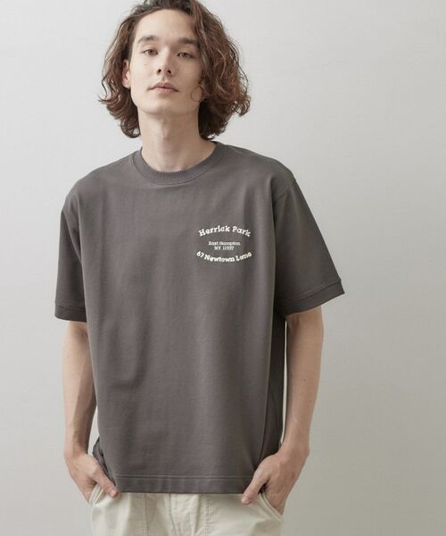 Dessin / デッサン カットソー | ロゴ刺繍ミニ裏毛Tシャツ（チャコールグレー(014)）