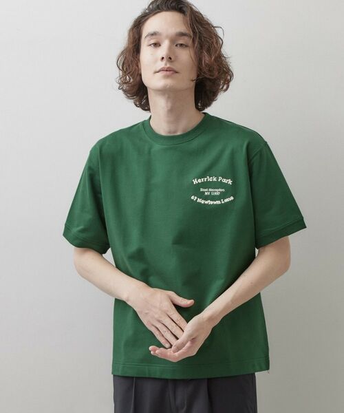 Dessin / デッサン カットソー | ロゴ刺繍ミニ裏毛Tシャツ（グリーン(024)）