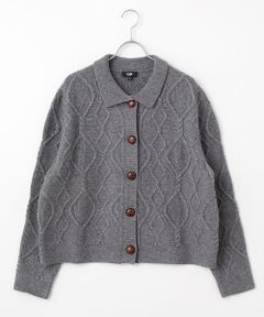DGBH / ディージービーエイチ ニット・セーター | ウィメンズ・襟付きアーガイルケーブル編みカーディガン