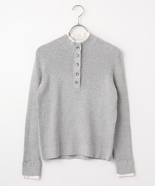 DGBH / ディージービーエイチ ニット・セーター | ウィメンズ・ダブルラペル・プルオーバー（ライトグレー）