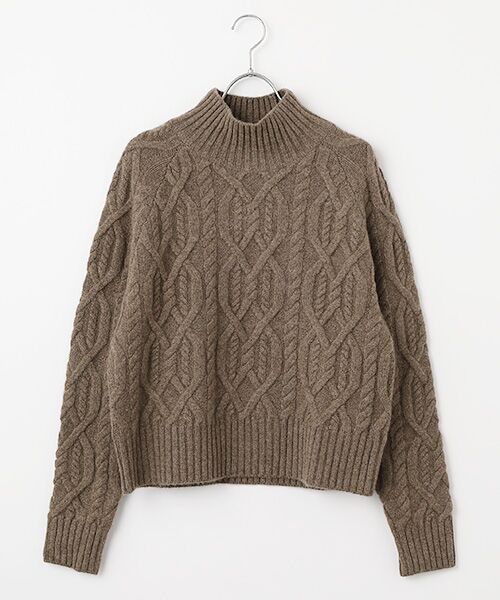DGBH / ディージービーエイチ ニット・セーター | ウィメンズ モックネック ケーブル編みニット（ブラウン）
