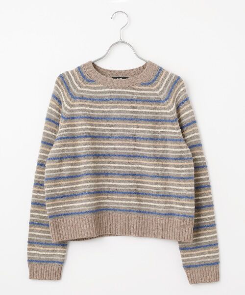 DGBH / ディージービーエイチ ニット・セーター | ハイランド・ウィメンズ・ストライプクルーネック（ブラウン）