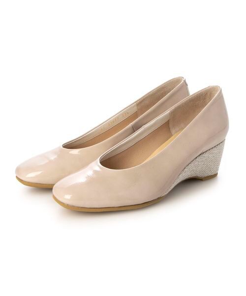 D'ICI/ディッシィ スクエアトゥウエッジヒールパンプス アイボリーコンビ 240 D'ICI/ディッシィ スクエアトゥウエッジヒールパンプス アイボリーコンビ 240