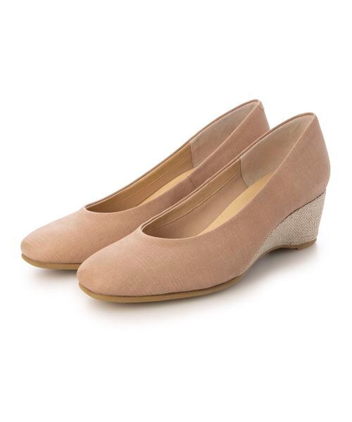 D'ICI/ディッシィ スクエアトゥウエッジヒールパンプス オークコンビ 235 D'ICI/ディッシィ スクエアトゥウエッジヒールパンプス オークコンビ 235