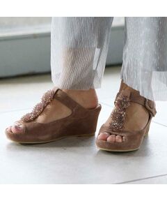 D'ICI / ディッシィ サンダル | 【クッション入り】ビジュー付きＴストラップサンダル