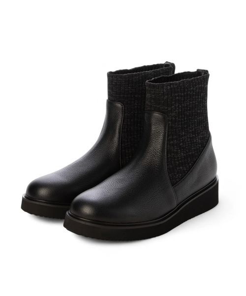 D'ICI / ディッシィ ブーツ（ショート丈） | 【軽量】アンクルストレッチショートブーツ（ブラック）