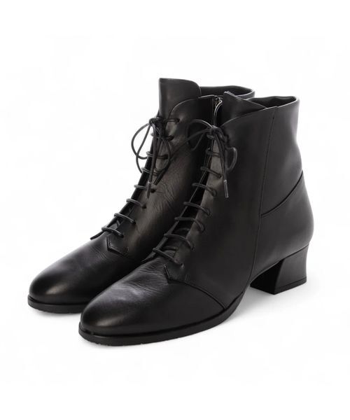 D'ICI / ディッシィ ブーツ（ショート丈） | チャンキーヒールレースアップショートブーツ（ブラック）