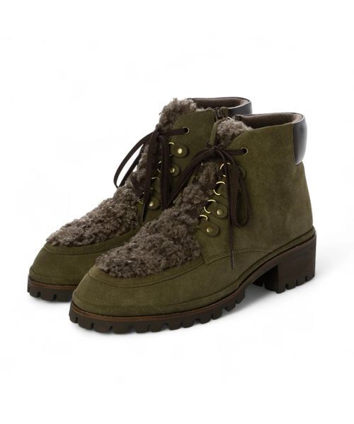 D'ICI / ディッシィ ブーツ（ショート丈） | タンクソールレースアップショートブーツ（カーキ）