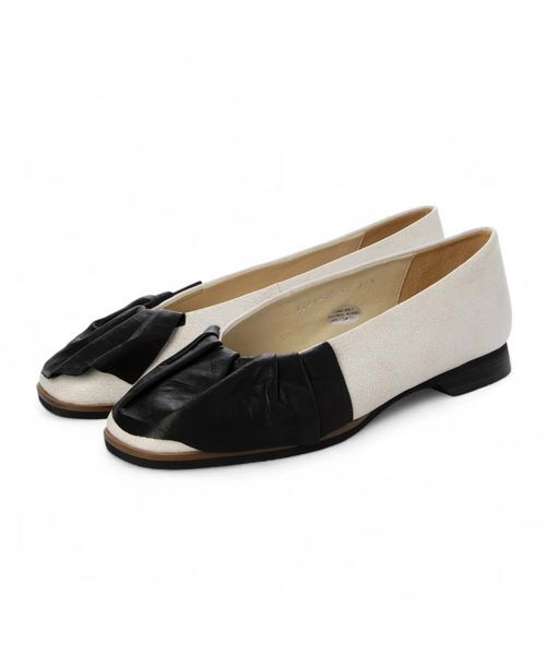 D'ICI / ディッシィ フラットシューズ | ドレープモチーフフラットシューズ（ホワイト）