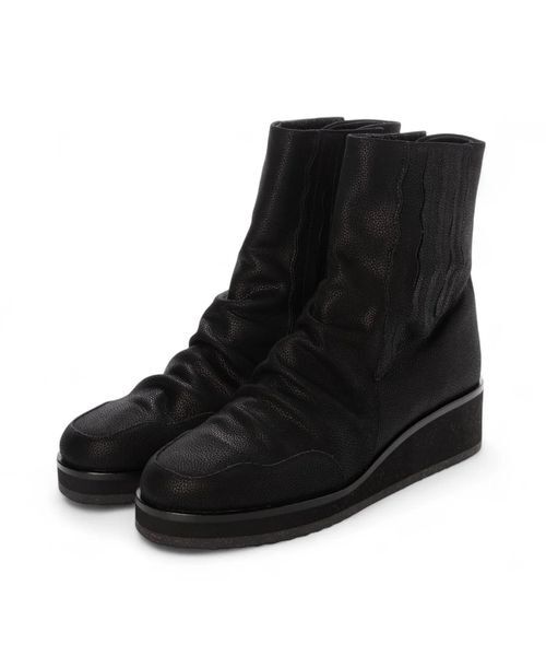 D'ICI / ディッシィ ブーツ（ショート丈） | ドレープワイドベルトショートブーツ（ブラック）