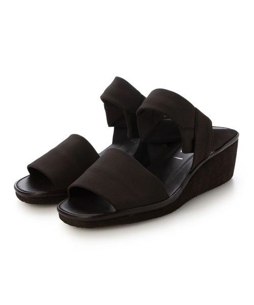 D'ICI / ディッシィ サンダル | ストレッチクロスウェッジサンダル（ダークブラウン）