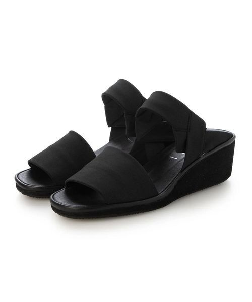 D'ICI / ディッシィ サンダル | ストレッチクロスウェッジサンダル（ブラック）