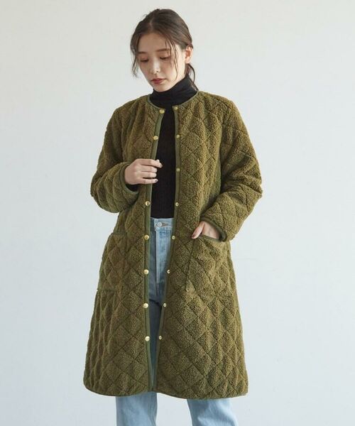 セール Traditional Weatherwear トラディショナル ウェザーウェア ボアキルティングコート ノーカラージャケット Dressterior ドレステリア ファッション通販 タカシマヤファッションスクエア