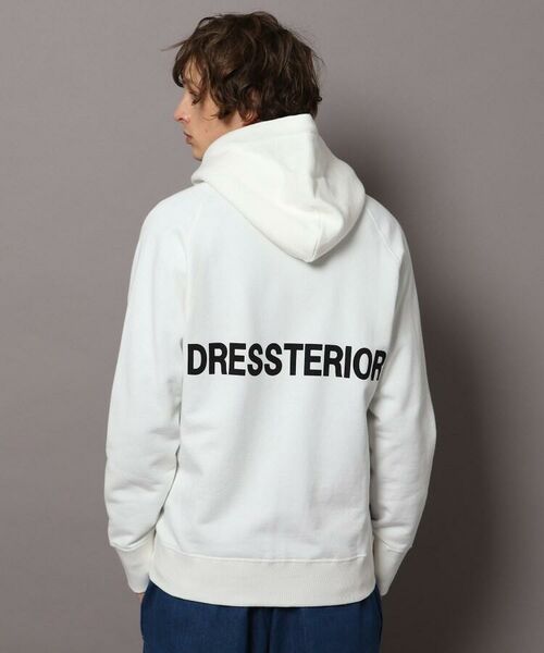 DRESSTERIOR Whiteプレスコットン バックプリントパーカー-