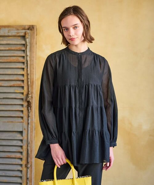 DRESSTERIOR/ドレステリア 【洗える】ティアードシアーブラウス ブラック(019) 38(M) DRESSTERIOR/ドレステリア 【洗える】ティアードシアーブラウス ブラック(019) 38(M)