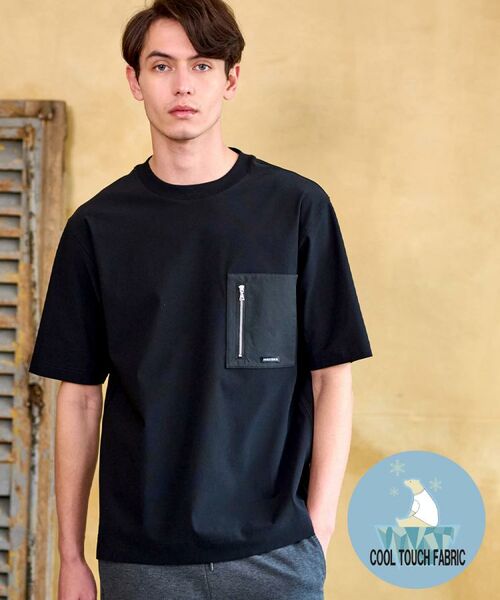 DRESSTERIOR/ドレステリア 【接触冷感】ハイストレッチ トリコットポケットTシャツ ブラック(019) 90(S) DRESSTERIOR/ドレステリア 【接触冷感】ハイストレッチ トリコットポケットTシャツ ブラック(019) 90(S)