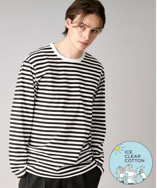 DRESSTERIOR/ドレステリア 【接触冷感/抗菌防臭/消臭】ICE CLEAR COTTON ボーダーロングTシャツ ブラック(319) 91(M) DRESSTERIOR/ドレステリア 【接触冷感/抗菌防臭/消臭】ICE CLEAR COTTON ボーダーロングTシャツ ブラック(319) 91(M)