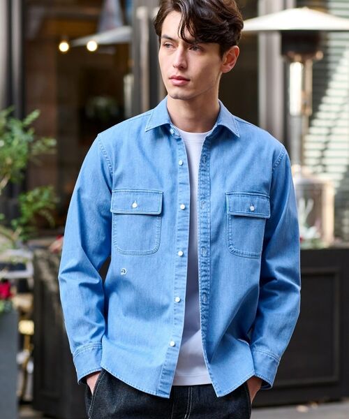 DRESSTERIOR/ドレステリア 【Safari5月号掲載】ダブルポケット デニムシャツ サックスブルー(090) 90(S) DRESSTERIOR/ドレステリア 【Safari5月号掲載】ダブルポケット デニムシャツ サックスブルー(090) 90(S)