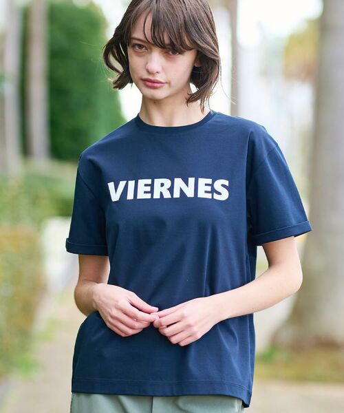 DRESSTERIOR/ドレステリア 【接触冷感/抗菌防臭/消臭】アイスクリアコットン VIERNESロゴT ネイビー(094) 36(S) DRESSTERIOR/ドレステリア 【接触冷感/抗菌防臭/消臭】アイスクリアコットン VIERNESロゴT ネイビー(094) 36(S)