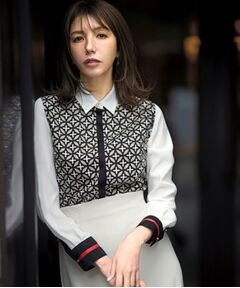 DRESSTERIOR / ドレステリア シャツ・ブラウス | 【美人百花/モデル美香着用】オーバーラップサークルコンビシャツ