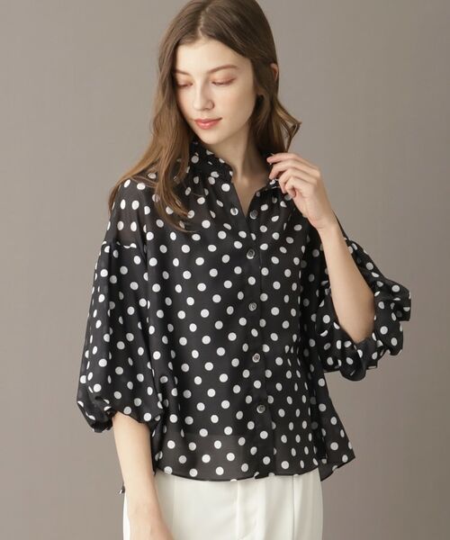 DRESSTERIOR / ドレステリア シャツ・ブラウス | 【洗える/シアー】スタンドフリルドットボリュームスリーブ | 詳細2