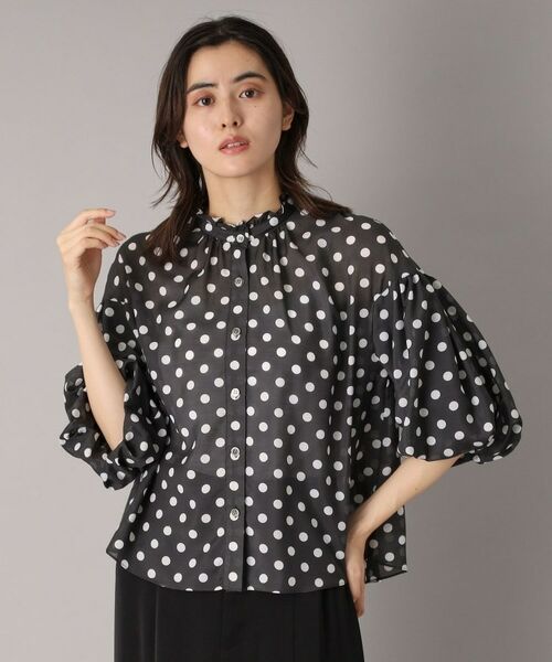 DRESSTERIOR / ドレステリア シャツ・ブラウス | 【洗える/シアー】スタンドフリルドットボリュームスリーブ | 詳細4