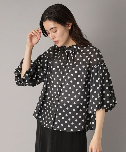 DRESSTERIOR / ドレステリア シャツ・ブラウス | 【洗える/シアー】スタンドフリルドットボリュームスリーブ | 詳細5